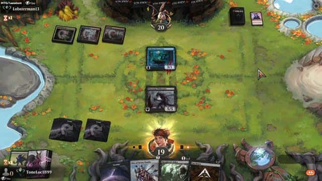 Watch MTG Arena Video Replay - Mono Black Midrange by ToneLoc1899 VS Izzet Aggro by Lobsterman13 - Standard Ranked