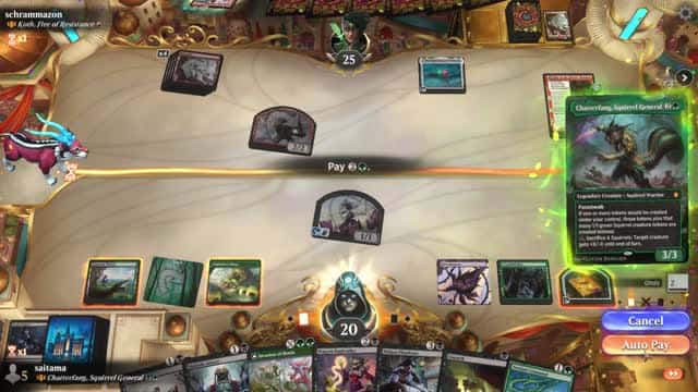 Watch MTG Arena Video Replay - Chatterfang, Squirrel General by saitama VS Koth, Fire of Resistance by schrammazon - Historic Brawl