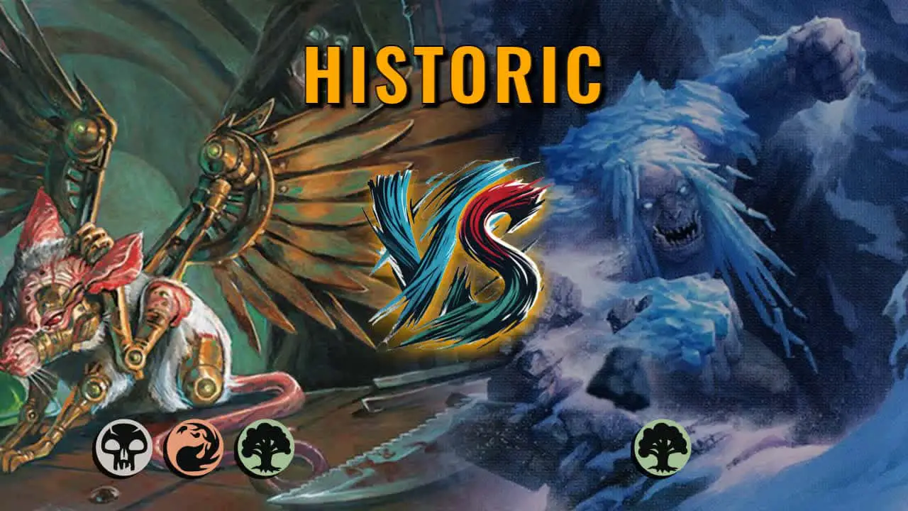 Watch MTG Arena Historic Video - Jund Midrange by saitama VS Mono Green Midrange by suvrahm - 19ec11