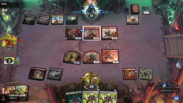 Watch MTG Arena Video Replay - Mono Red Aggro by CunicoliGoblin VS Grixis Midrange by mata - Traditional Standard Play