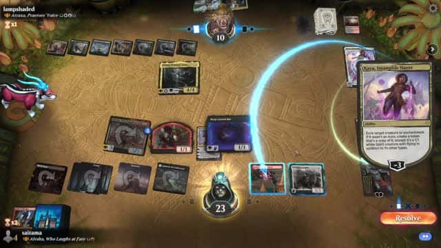 Watch MTG Arena Video Replay - Alesha, Who Laughs at Fate by saitama VS Atraxa, Praetors' Voice by lampshaded - Historic Brawl