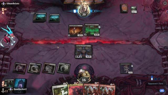 Watch MTG Arena Video Replay - Mardu Midrange by HamHocks42 VS Mono Black Midrange by EduardoLutz - Standard Traditional Ranked