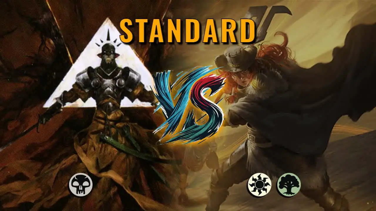 Watch MTG Arena Standard Video - Mono Black Midrange by Numbskull VS Selesnya Midrange by cautiousfellow - ffe293