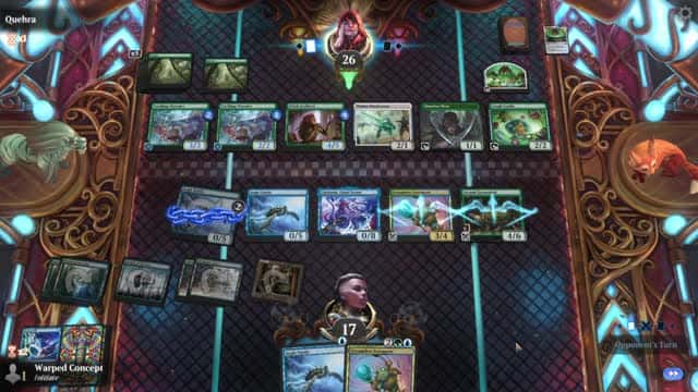 Watch MTG Arena Video Replay - Simic Midrange by Warped Concept VS Mono Green Aggro by Quehra - Standard Play