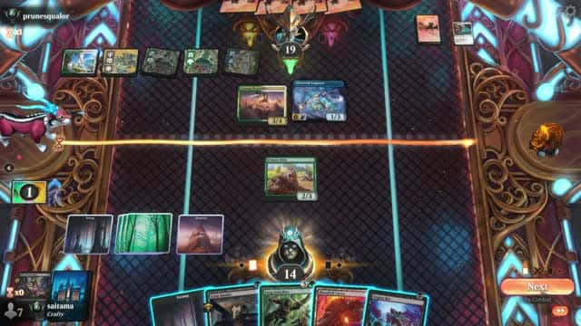 Watch MTG Arena Video Replay - Golgari Midrange by saitama VS Bant Midrange by prunesqualor - Premier Draft Ranked