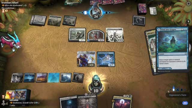 Watch MTG Arena Video Replay - Hashaton, Scarab's Fist by saitama VS Rhys the Redeemed by brandao.rafael - Historic Brawl