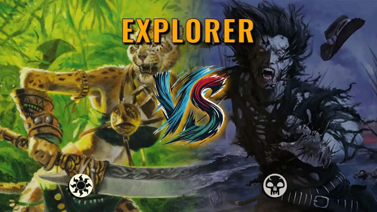 Watch MTG Arena Explorer Video - Mono White Aggro by Khat VS Mono Black Midrange by Cyclops - e1e917