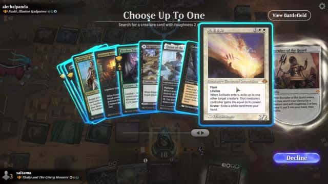 Watch MTG Arena Video Replay - Thalia and The Gitrog Monster by saitama VS Nashi, Illusion Gadgeteer by alethalpanda - Historic Brawl