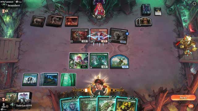 Watch MTG Arena Video Replay - Simic Midrange by ToneLoc1899 VS Rakdos Midrange by beauxbert - Standard Ranked