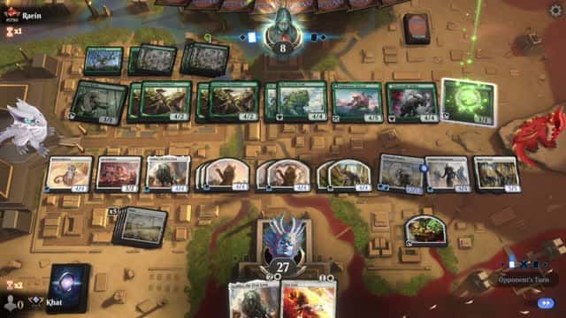 Watch MTG Arena Video Replay - Mono White Aggro by Khat VS Mono Green Midrange by Raein - Explorer Ranked