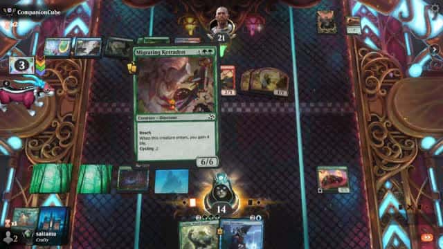 Watch MTG Arena Video Replay - Sultai Midrange by saitama VS Temur Aggro by CompanionCube - Premier Draft Ranked