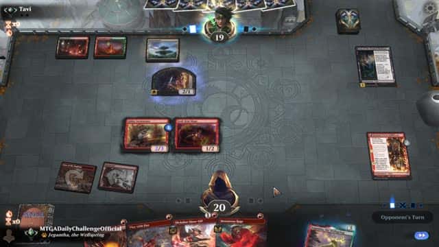 Watch MTG Arena Video Replay - Mono Red Aggro by MTGADailyChallengeOfficial VS Jund Midrange by Tavi - Explorer Traditional Ranked