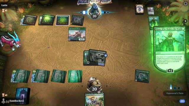 Watch MTG Arena Video Replay - Mono Green Aggro by HamHocks42 VS Mono Green Midrange by Lutin - Historic Play