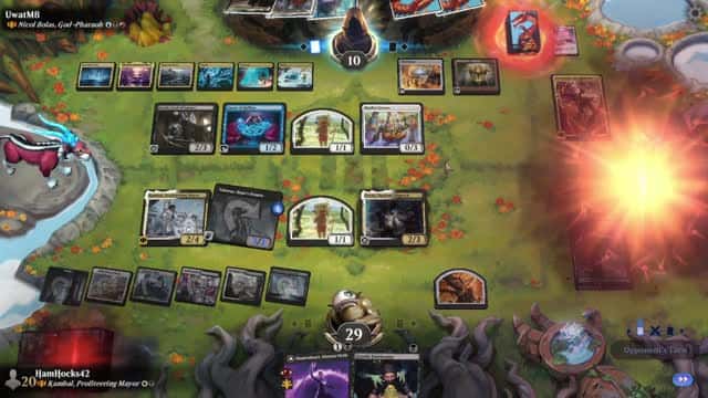 Watch MTG Arena Video Replay - Kambal, Profiteering Mayor by HamHocks42 VS Nicol Bolas, God-Pharaoh by UwatM8 - Historic Brawl Challenge Match