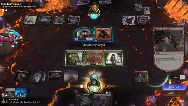 Watch MTG Arena Video Replay - Alesha, Who Laughs at Fate by saitama VS Kroxa, Titan of Death's Hunger by SpirebluffQuesnel - Historic Brawl