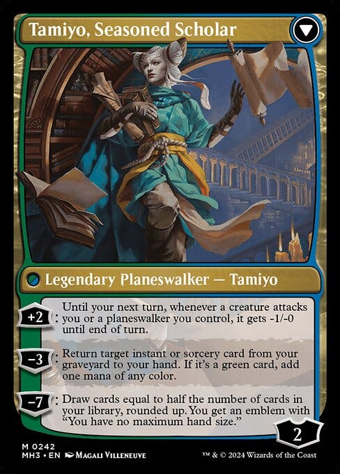 Magic the Gathering Card - Tamiyo, Inquisitive Student // Tamiyo, Seasoned Scholar - MTG Circle