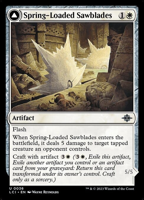 Magic the Gathering Card - Spring-Loaded Sawblades // Bladewheel Chariot - MTG Circle