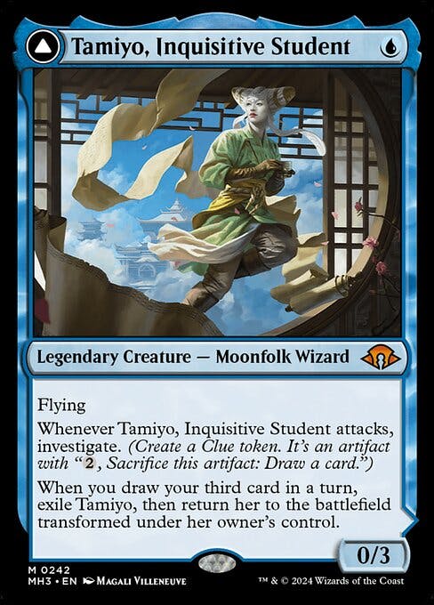 Magic the Gathering Card - Tamiyo, Inquisitive Student // Tamiyo, Seasoned Scholar - MTG Circle