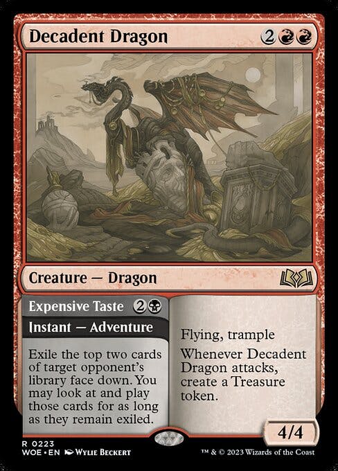 Magic the Gathering Card - Decadent Dragon // Expensive Taste - MTG Circle