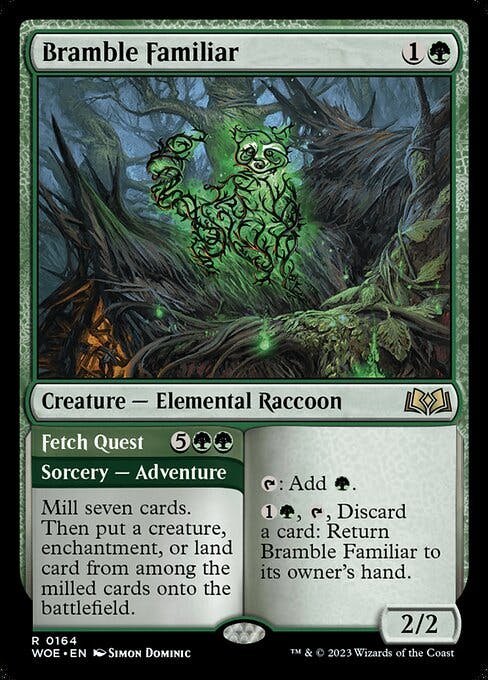 Magic the Gathering Card - Bramble Familiar // Fetch Quest - MTG Circle