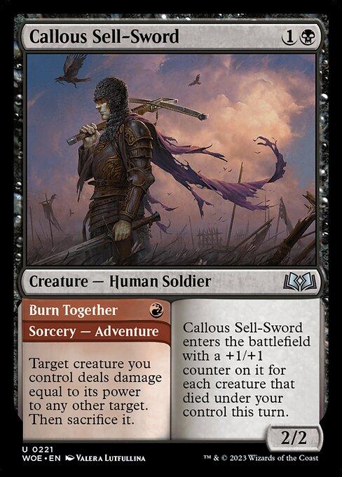 Magic the Gathering Card - Callous Sell-Sword // Burn Together - MTG Circle