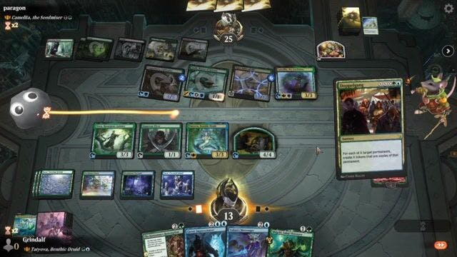 Watch MTG Arena Video Replay - Tatyova, Benthic Druid by Grindalf VS Camellia, the Seedmiser by paragon - Historic Brawl