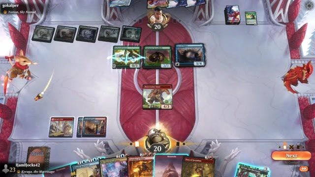 Watch MTG Arena Video Replay - Fire Pigs by HamHocks42 VS Simic Frogs by gokalper - Explorer Challenge Match