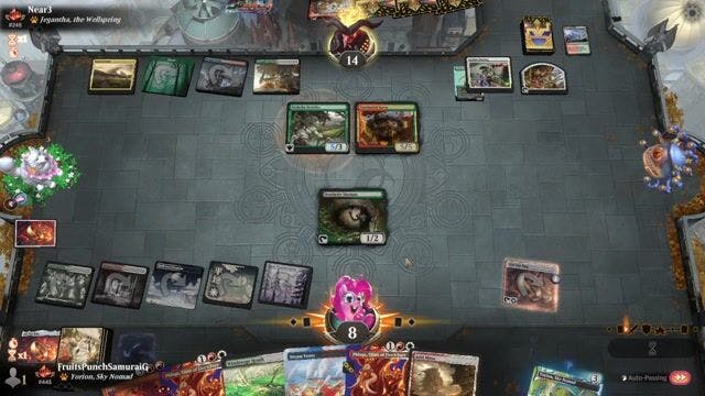Watch MTG Arena Video Replay - 5 Color Omnath by FruitsPunchSamuraiG VS 5 Color Omnath by Near3 - Timeless Traditional Ranked