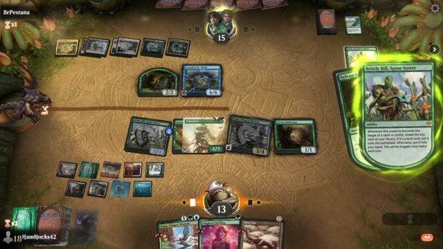 Watch MTG Arena Video Replay - Bant Nadu by HamHocks42 VS 5 Color Omnath by BrPestana - Timeless Play