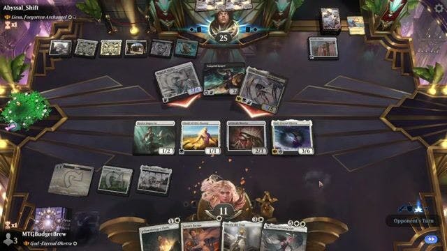 Watch MTG Arena Video Replay - God-Eternal Oketra by MTGBudgetBrew VS Liesa, Forgotten Archangel by Abyssal_Shift - Historic Brawl