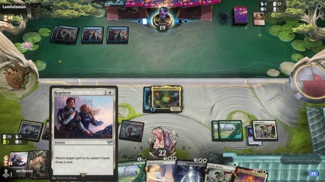 Watch MTG Arena Video Replay - 4 Color Omnath by orchetto VS Mono Blue Merfolks by Lambdaman - Timeless Metagame Challenge