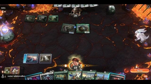 Watch MTG Arena Video Replay - 5 Color Midrange by tayjay-plainswalker VS Mono Green by dubs - Historic Play