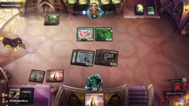 Watch MTG Arena Video Replay - Red Deck Wins by MTGBudgetBrew VS Mono Green by Monsterous Rage - Historic Play