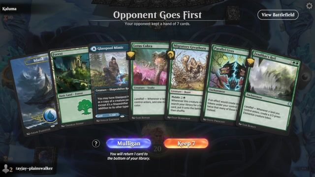 Watch MTG Arena Video Replay - Simic Landfall by tayjay-plainswalker VS Sultai Midrange by Kaluma - Historic Play