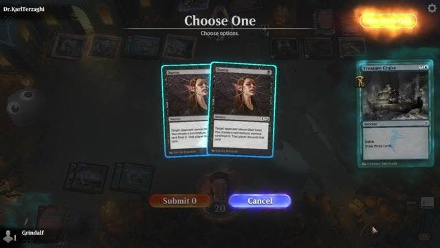 Watch MTG Arena Video Replay - Dimir Spells by Grindalf VS Grixis Affinity by Dr.KarlTerzaghi - Historic Challenge Match