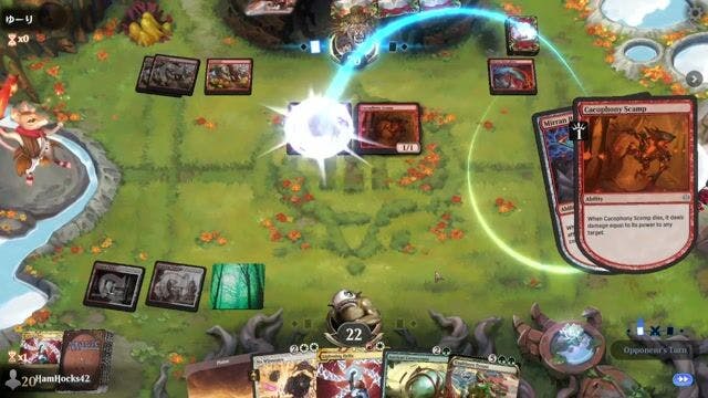 Watch MTG Arena Video Replay - 4 Color Ramp by HamHocks42 VS Mono Red  by ゆーり - Standard Play