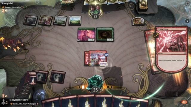 Watch MTG Arena Video Replay - Laelia, the Blade Reforged by MTGBudgetBrew VS Rocco, Street Chef by Shoophish - Historic Brawl