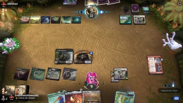Watch MTG Arena Video Replay - 5 Color Omnath by FruitsPunchSamuraiG VS 5 Color Omnath by AliEldrazi - Timeless Traditional Ranked