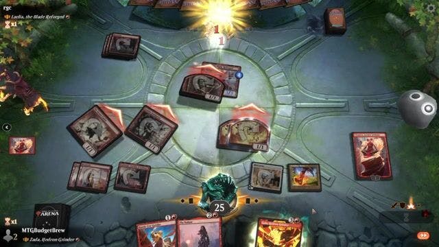 Watch MTG Arena Video Replay - Zada, Hedron Grinder by MTGBudgetBrew VS Laelia, the Blade Reforged by rgc - Historic Brawl