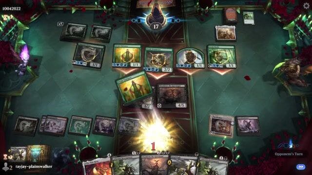 Watch MTG Arena Video Replay - Rakdos Midrange by tayjay-plainswalker VS Mono Green Toxic by 10042022 - Historic Play