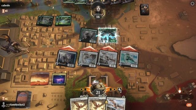 Watch MTG Arena Video Replay - Mono White Flyers by HamHocks42 VS Mono Green by cabedo - Historic Play