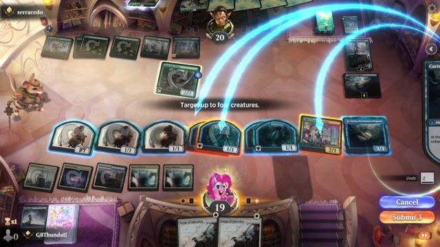 Watch MTG Arena Video Replay - Jeskai Prowess by GBThundaII VS Mono Green Devotion by serracedo - Explorer Ranked