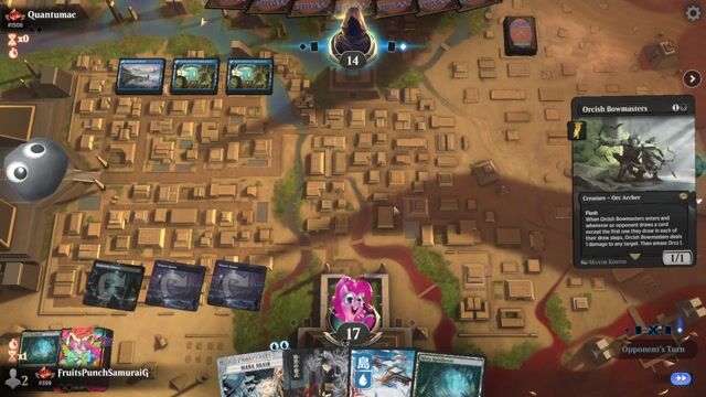 Watch MTG Arena Video Replay - Dimir Tempo by FruitsPunchSamuraiG VS Mono Blue Charbelcher by Quantumac - Timeless Traditional Ranked