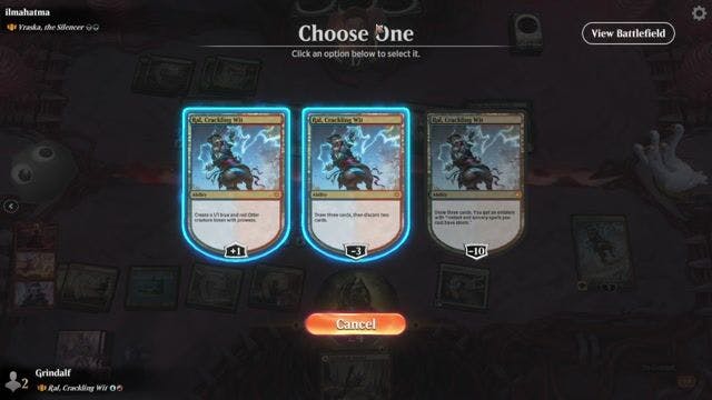 Watch MTG Arena Video Replay - Ral, Crackling Wit by Grindalf VS Vraska, the Silencer by ilmahatma - Historic Brawl Challenge Match