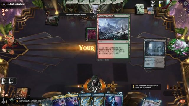Watch MTG Arena Video Replay - Dimir Tempo by Juliandx VS Woodland Combo by elderbutterbeer - Timeless Traditional Ranked