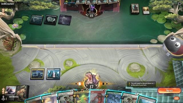 Watch MTG Arena Video Replay - 4 Color Omnath by orchetto VS 4 Color Show and Tell by JediCracker - Timeless Metagame Challenge