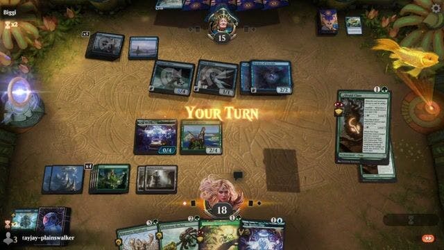 Watch MTG Arena Video Replay - Simic Landfall by tayjay-plainswalker VS Mono Blue Control by Biggi - Historic Play