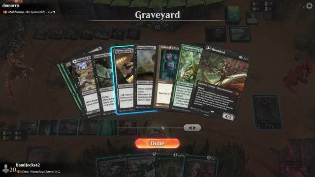 Watch MTG Arena Video Replay - Grist, Voracious Larva by HamHocks42 VS Muldrotha, the Gravetide by dmnorris - Historic Brawl Challenge Match