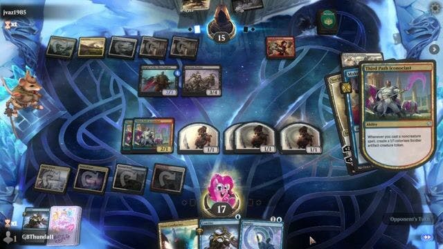 Watch MTG Arena Video Replay - Jeskai Prowess by GBThundaII VS Mardu Vampires by jvaz1985 - Explorer Play