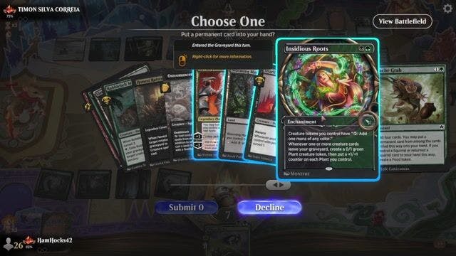 Watch MTG Arena Video Replay - Golgari Roots by HamHocks42 VS Esper Midrange by TIMON SILVA CORREIA - Standard Traditional Ranked